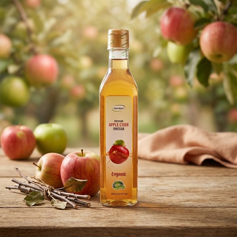 Hamdard Premium Apple Cider Vinegar Organic - 430ml Glass Bottle