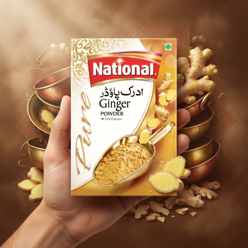 National Ginger Powder 50g/100g | Pure Adrak Powder with Hot Flavor for Cooking & Baking