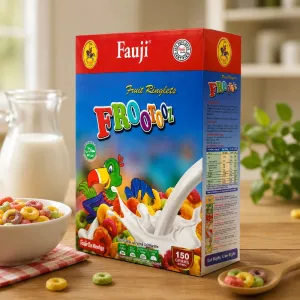 Fauji Frooties Fruit Ringlets Cereal 150g – Colorful Fruit Flavored Breakfast Cereal