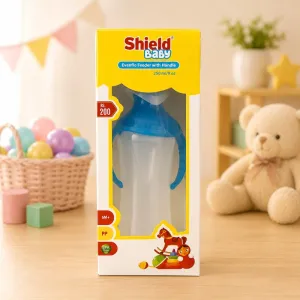 Shield Baby Evenflo Feeder with Handle | 250ml / 9oz | BPA Free Polypropylene (PP) Baby Feeding Bottle | 6M+