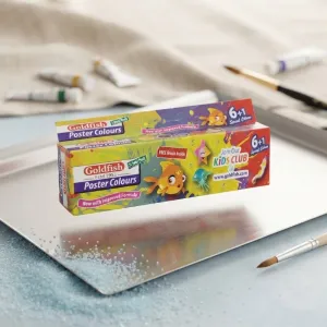 Goldfish Poster Colours 6+1 Set - Vibrant Art Paints with Free Brush for Students & Artists