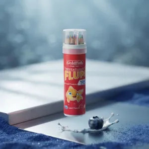 Goldfish Flup Lead & Color Pencils Tube Set - Cute Stationery Case for Kids & Students