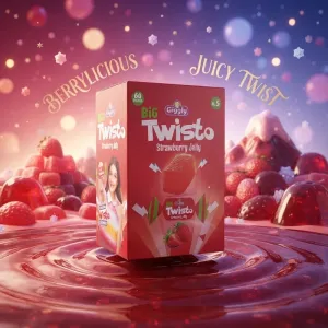 Giggly Big Twisto Strawberry Jelly – Berrylicious Juicy Twist Box (60 Pieces)