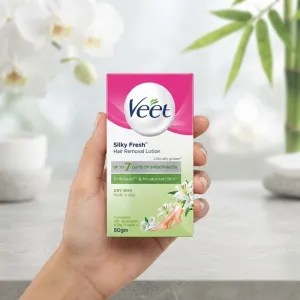 Veet Silky Fresh Hair Removal Lotion for Dry Skin - Body & Legs, Moisturising Formula, 80gm