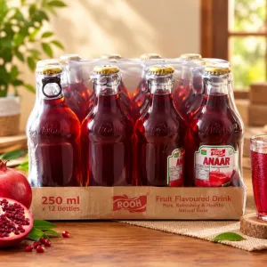 Rooh Anaar Pomegranate Fruit Flavoured Drink - 250ml Glass Bottles (Pack of 12 Tray)