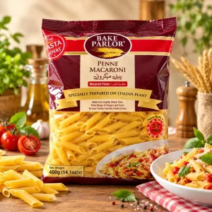 Bake Parlor Penne Macaroni - Specially Prepared on Italian Plant, Quality Wheat Pasta, 400g