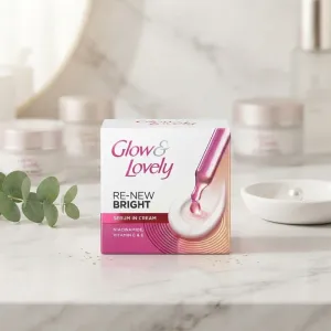 Glow & Lovely Re-New Bright Serum in Cream – Niacinamide, Vitamin C & E Advanced Skin Brightening Formula