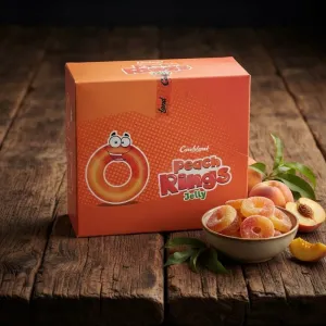 Candy Land Peach Rings Jelly – Premium Sugared Fruit Flavor Gummy Candy Box (Family Pack)