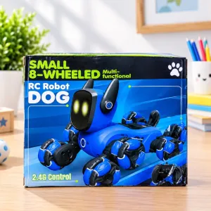 Small 8-Wheeled Multi-Functional RC Robot Dog – 2.4G Remote Control Intelligent Stunt Toy with Glowing Eyes