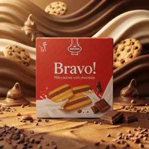 Kolson Bravo! Milk Cookies with Chocolate Box - 16 Packs (Delicious Sandwich Biscuits)