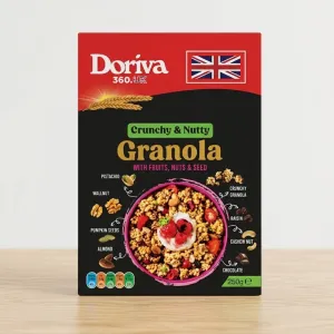 Doriva 360.UK Crunchy & Nutty Granola with Fruits, Nuts & Seed - 250g
