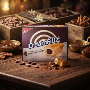 Hilal CreamFillz Golden Cake with Chocolate Cream - 10 Cakes Box