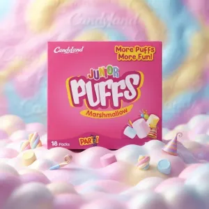 Candyland Junior Puffs Marshmallow Party Pack | 18 Packs Soft & Fluffy Sweet Marshmallows
