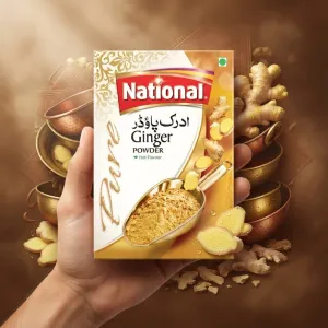 National Ginger Powder 50g/100g | Pure Adrak Powder with Hot Flavor for Cooking & Baking
