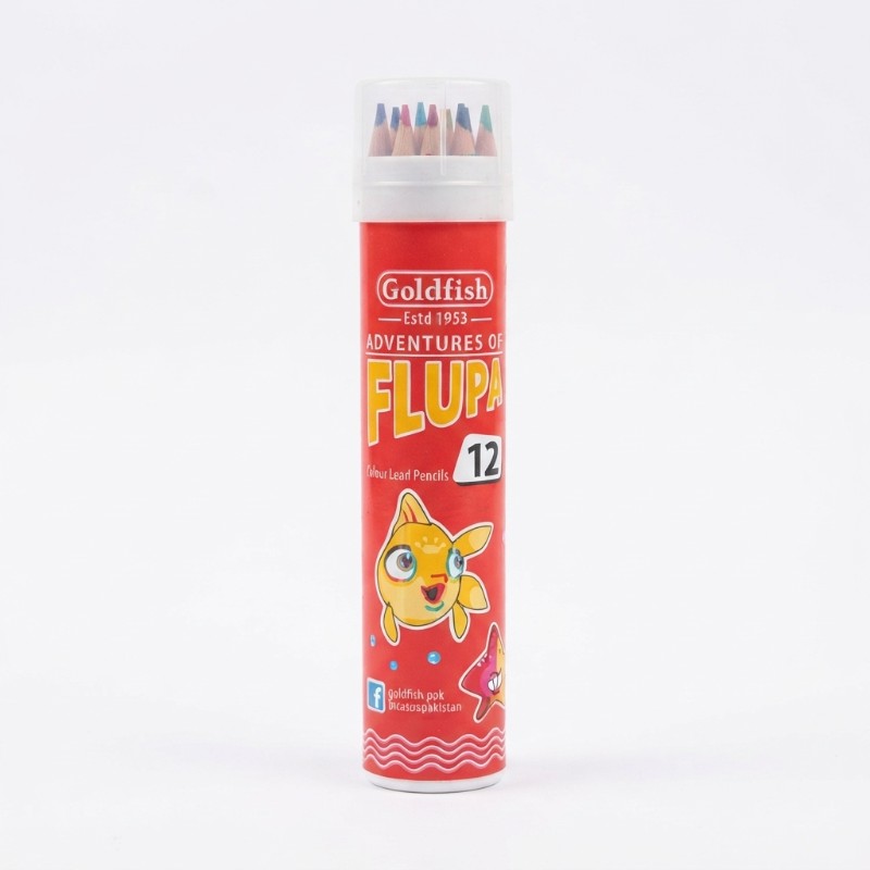 Goldfish Adventures of Flupa Colour Pencils 12 Pcs – Colorful Drawing & Coloring Pencils for Kids, School & Art Activities