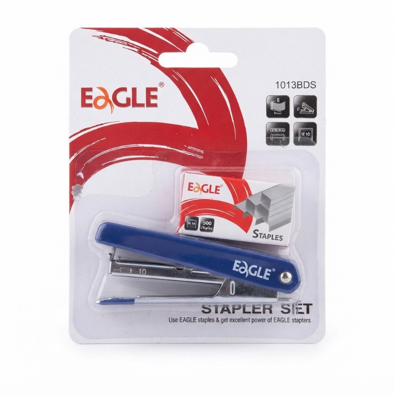 Eagle 1013BDS Stapler with 500 Staples – Compact Manual Stapling Machine for Office, School, Home & Documents