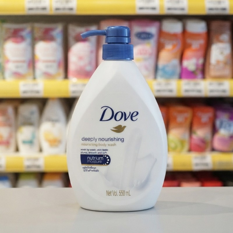 Dove Deeply Nourishing Body Wash with Pump Dispenser, Nutrium Moisture, 550ml
