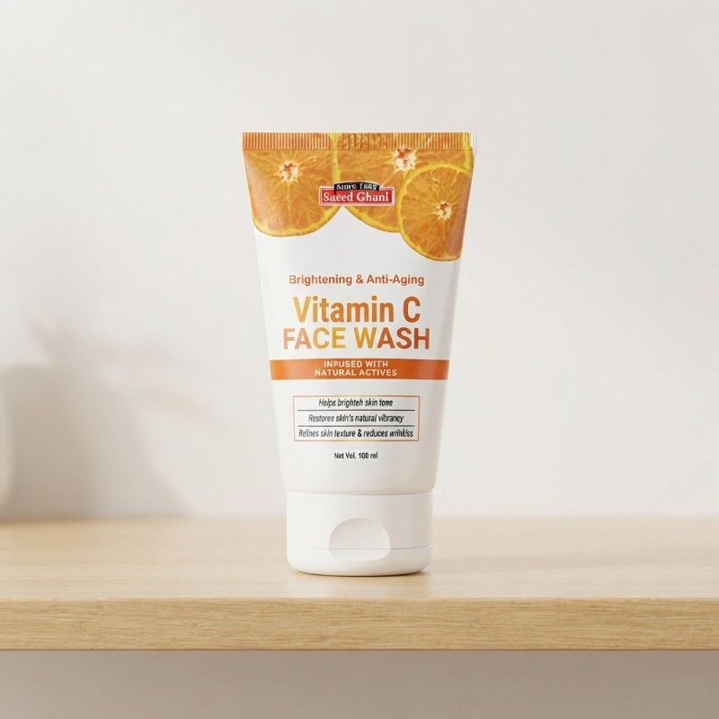 Saeed Ghani Vitamin C Face Wash 100ml – Brightening & Anti-Aging Facial Cleanser with Natural Actives