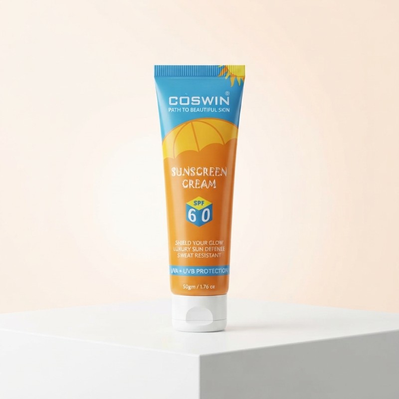 Coswin Sunscreen Cream SPF 60 50g – UVA + UVB Protection Sweat Resistant Sunscreen for Face