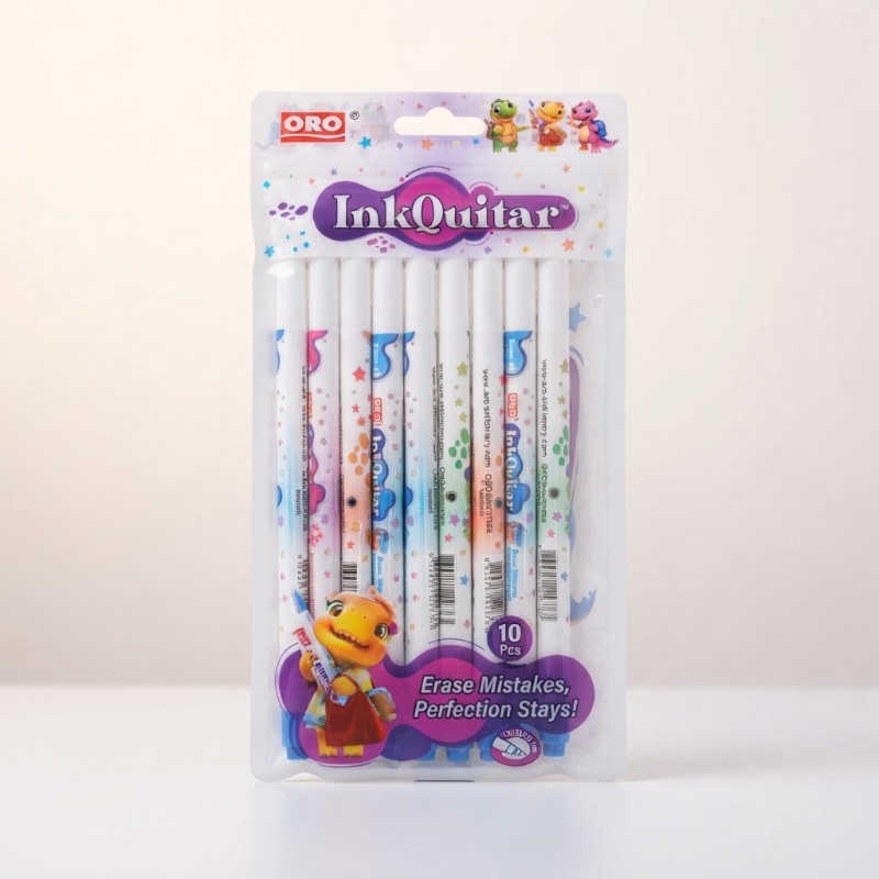 Oro InkQuitar Erasable Pencils 10 Pcs Set – Colorful Kids Writing Pencils for School, Drawing & Homework