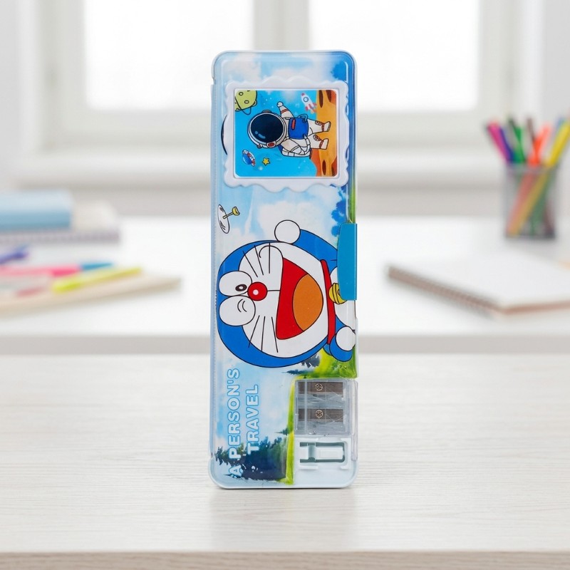 Kids Pencil Box with Calculator & Double Pencil Sharpener – Cute Cartoon Stationery Box