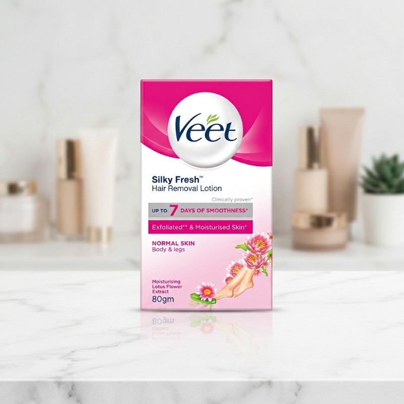 Veet Silky Fresh Hair Removal Lotion 80g | Normal Skin | Body & Legs | Lotus Flower Extract