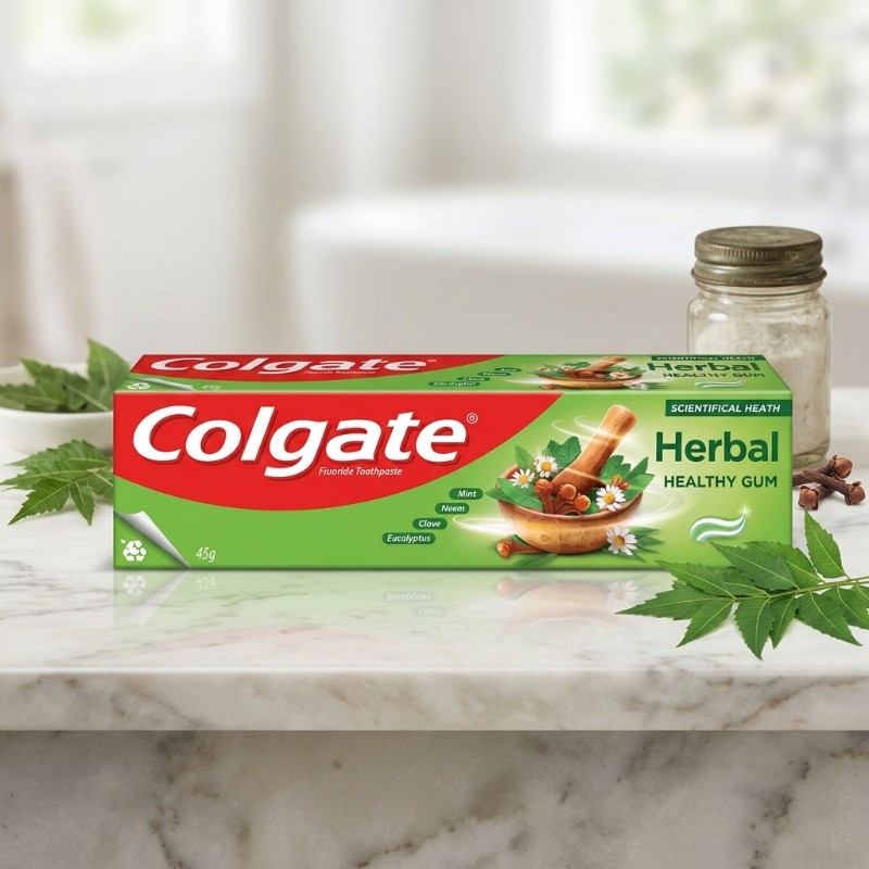 Colgate Herbal Healthy Gum Toothpaste 43g | Fluoride Toothpaste | Mint, Neem, Clove & Eucalyptus
