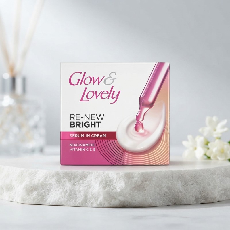 Glow & Lovely Re-New Bright Serum in Cream | Niacinamide, Vitamin C & E | Face Cream