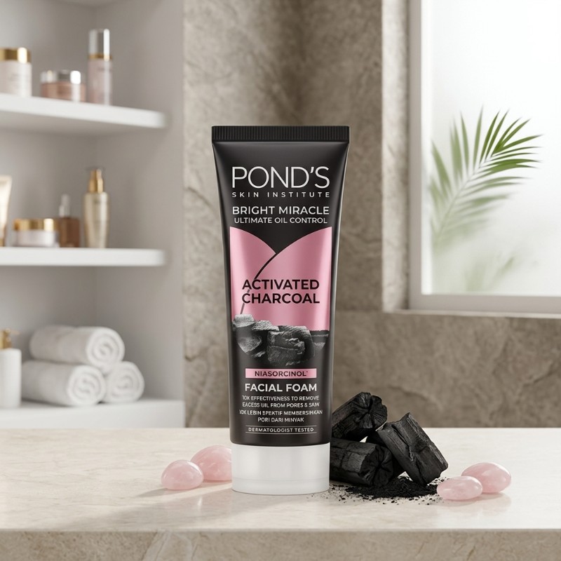 POND’S Bright Miracle Ultimate Oil Control Activated Charcoal Facial Foam | Deep Cleansing Face Wash
