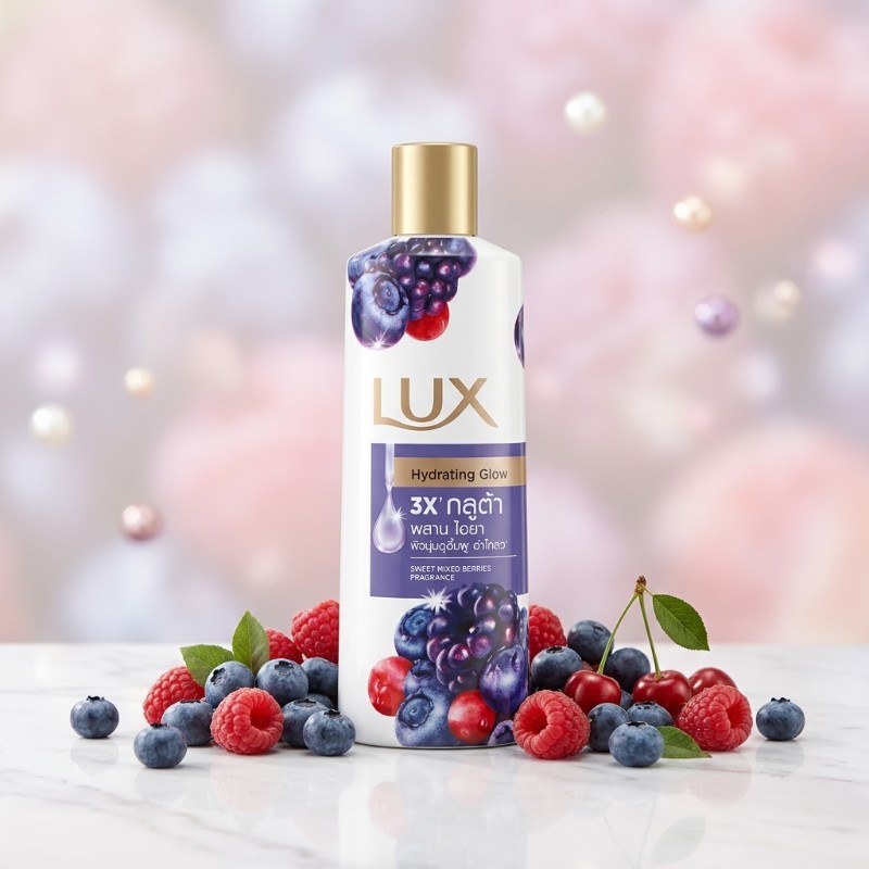 LUX Hydrating Glow Body Wash Sweet Mixed Berries Fragrance | Refreshing Body Cleanser