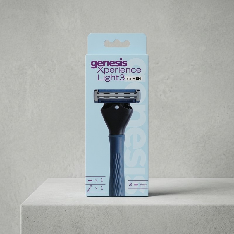 Genesis Xperience Light 3 for Men | 3-Blade Manual Razor with Comfortable Grip Handle | Shaving Razor for Men