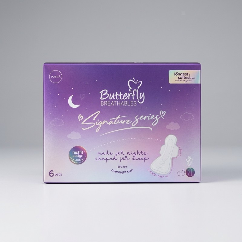 Butterfly Breathables Signature Series Overnight Sanitary Pads | 560mm Extra Long Pads | 6 Pads Pack