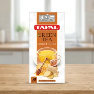 Tapal Green Tea Ginger Honey 30 Tea Bags – Flavoured Green Tea for Refreshing & Relaxing Tea Time