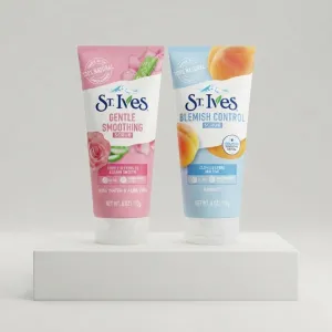St. Ives Facial Scrub 170g – Gentle Smoothing Rose Water & Aloe Vera and Blemish Control Apricot Face Scrub