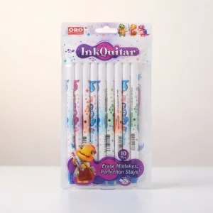 Oro InkQuitar Erasable Pencils 10 Pcs Set – Colorful Kids Writing Pencils for School, Drawing & Homework