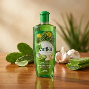 Vatika Natural Cactus Hair Oil | Hair Fall Control | Cactus Enriched Hair Oil with Vitamins A, E & F