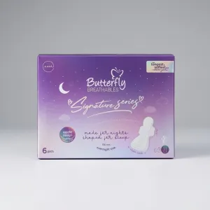 Butterfly Breathables Signature Series Overnight Sanitary Pads | 560mm Extra Long Pads | 6 Pads Pack