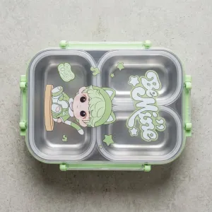 3 Compartment Kids Lunch Box with Secure Locking Lid | Cute Cartoon Food Storage Container for School & Office