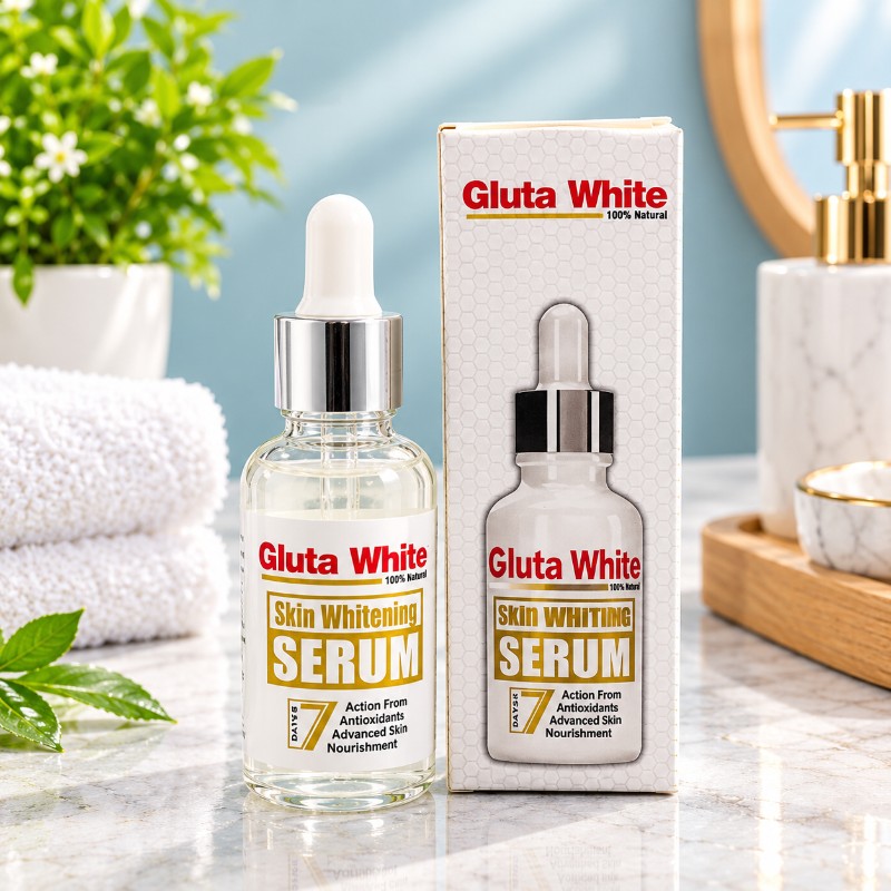 Gluta White 100% Natural Skin Whitening Serum - 7 Action Antioxidant Formula for Advanced Skin Nourishment & Brightening