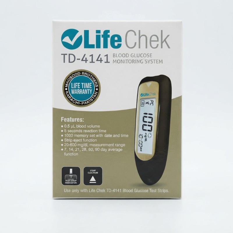 LifeChek TD-4141 Blood Glucose Meter – Digital Blood Sugar Monitoring System with LCD Display, Memory Function & Strip Eject Feature