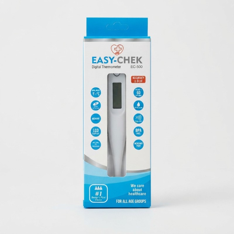 EASY-CHEK Digital Thermometer EC-500 – LCD Display Electronic Body Temperature Thermometer for All Age Groups