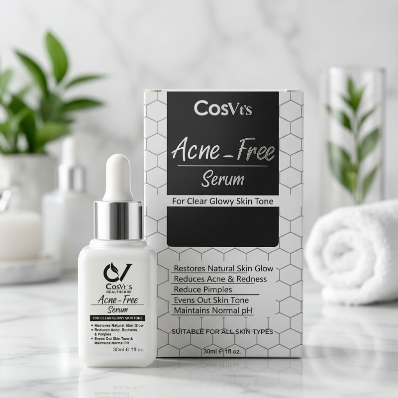 Cosvt's Acne-Free Serum 30ml - For Clear, Glowing & Even Skin Tone - Reduces Pimples & Redness