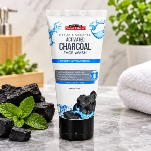 Saeed Ghani Activated Charcoal Face Wash 50ml - Detox & Cleanse - Infused with Menthol for Cool Freshness