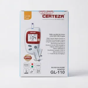 Certeza GL-110 Blood Glucose Monitor – Digital Diabetes Testing Meter with Lifetime Warranty