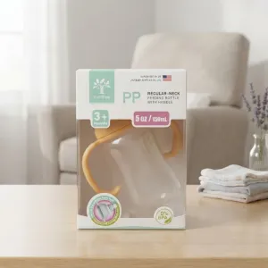 Mimitree PP Regular-Neck Baby Feeding Bottle with Handle - 150ml (5 oz) | 0% BPA, Safe Infant Milk Bottle for 3+ Months
