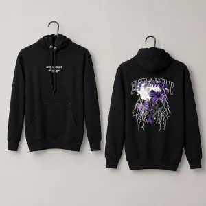 Black Graphic Hoodie for Men – Butterfly Print Pullover Sweatshirt