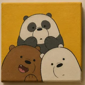 The "Sunny Bear Squad" Mini Painting | Cute Hand-Painted Gift for Cartoon Lovers
